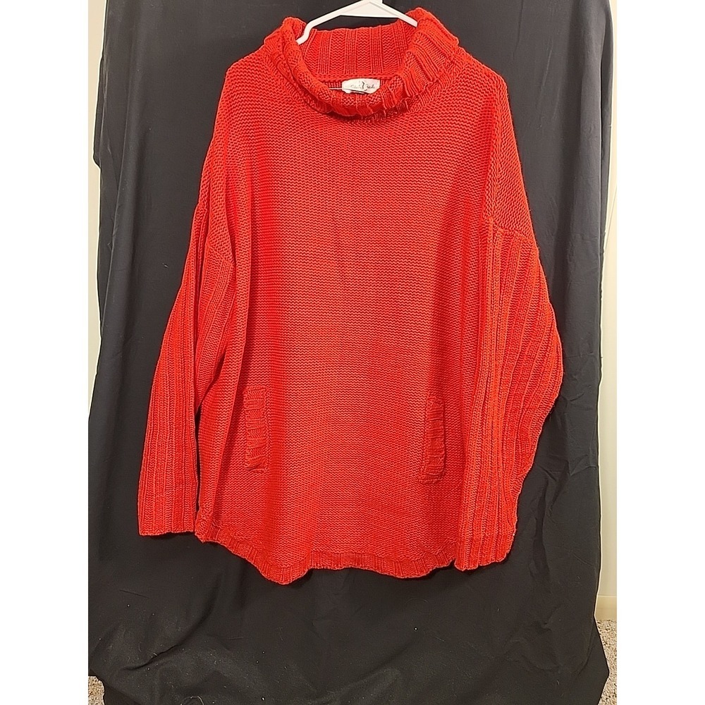 Perfectly‎ Priscilla Red 1XL Cowl NeckSweater Pockets NWT
